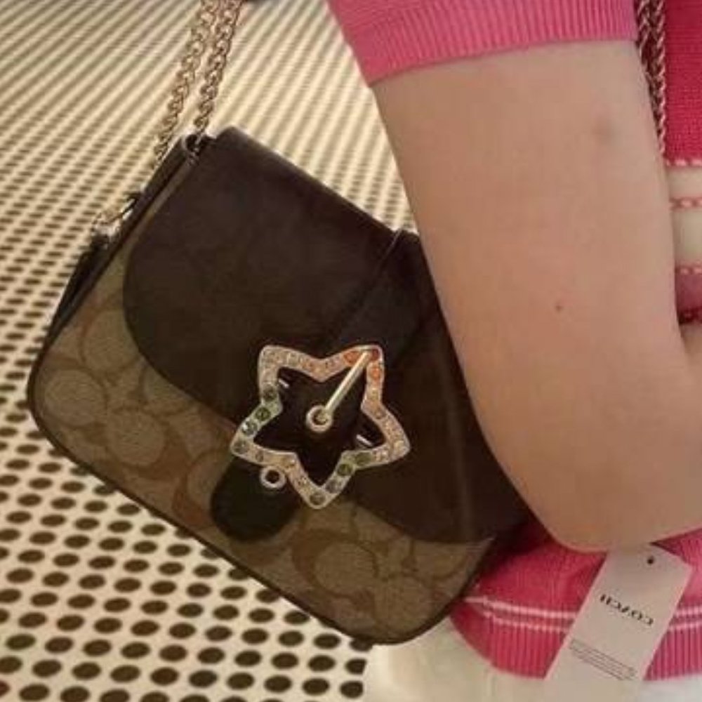 NWT COACH C7013 Gemma Crossbody In Blocked Signature Canvas With Star Buckle - Picture 14 of 16